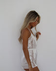 Sara Silky Lace Romper