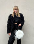 Ostrich Feather Purse in Dove