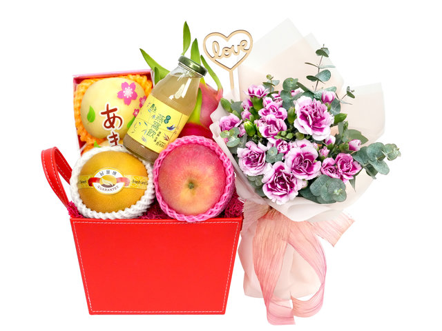 Fruit Basket - Mother's Day Gift & Bouquet Combo MF06 - MR0221A3 Photo